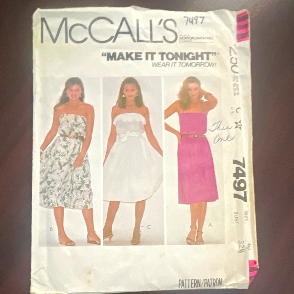 McCall's 7497 Vintage Sewing Pattern Womens Petite Dress Sportswear 1981